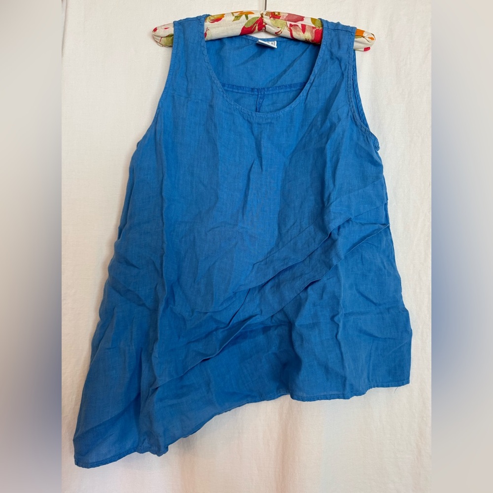 Pure Match 100% linen asymmetrical tank